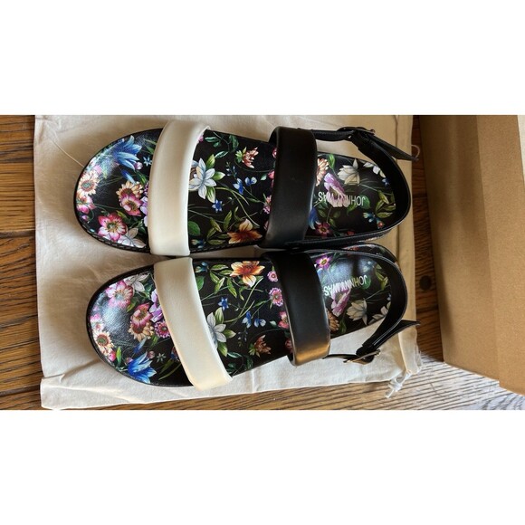 $258 NIB Johnny Was Double Band Leather Sandal Size 10 Ombre Multicolor Floral - Picture 4 of 10